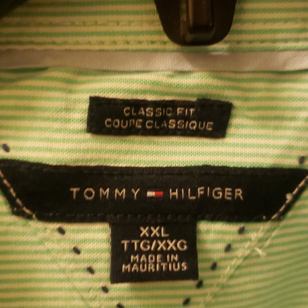 TH Green and White Striped Long Sleeve Tommy Shirt